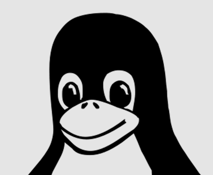 Drawing of a penguin's face representing Tux, Linux's mascot