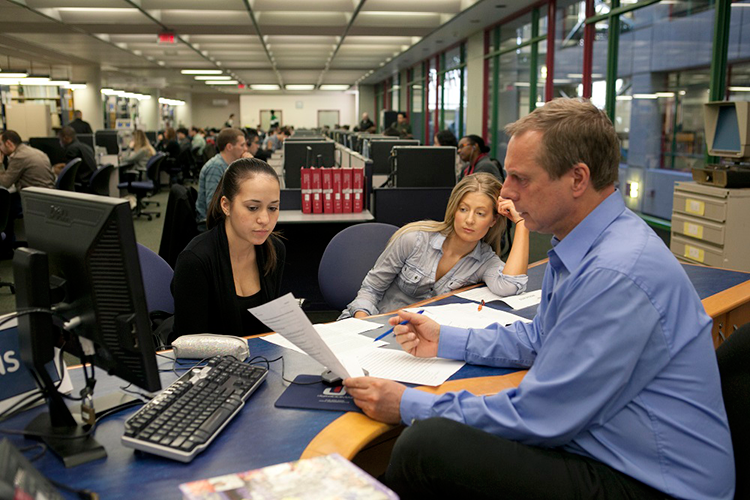 Reference desk at Webster Library