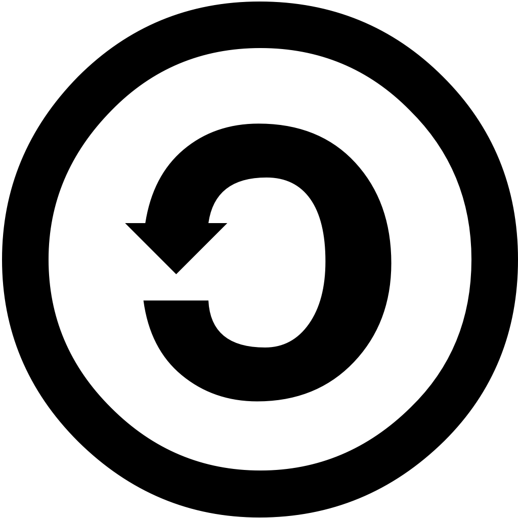 Black circle with a backward c-shaped arrow in middle