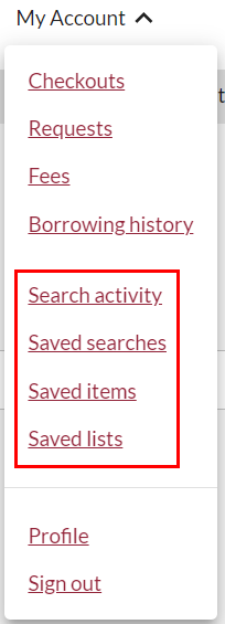 Sofia my account dropdown menu