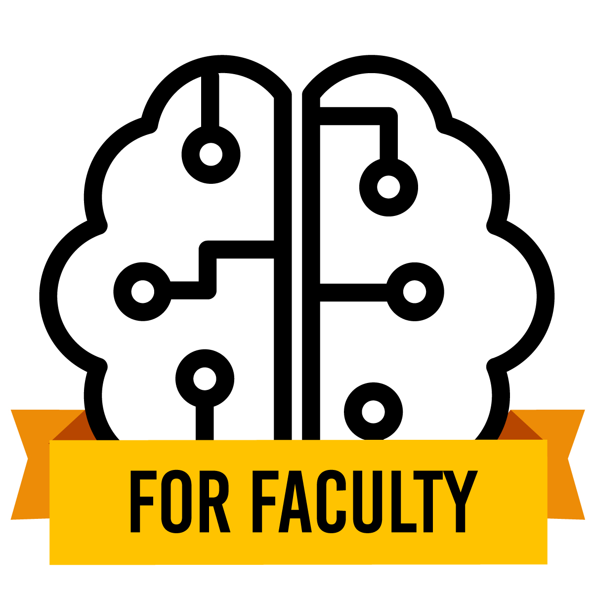 graphic of a network inside the outline of a brain with a banner saying FOR FACULTY