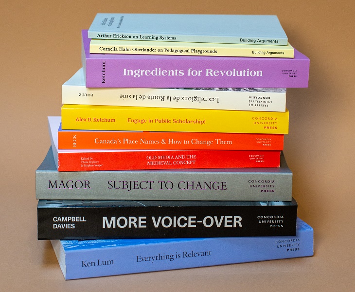 Pile of books in the exhibition