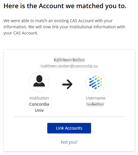 screenshot of account match found with link button