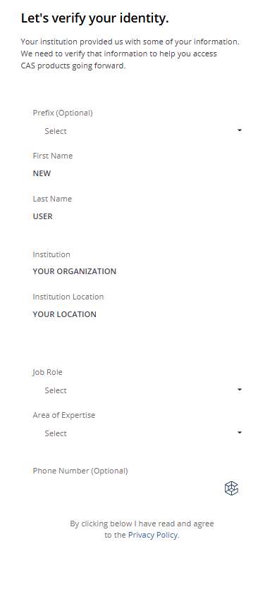 screenshot of identity details confirmation page