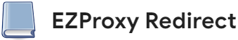 EZproxy redirect logo features a book next to the words ezproxy redirect in black