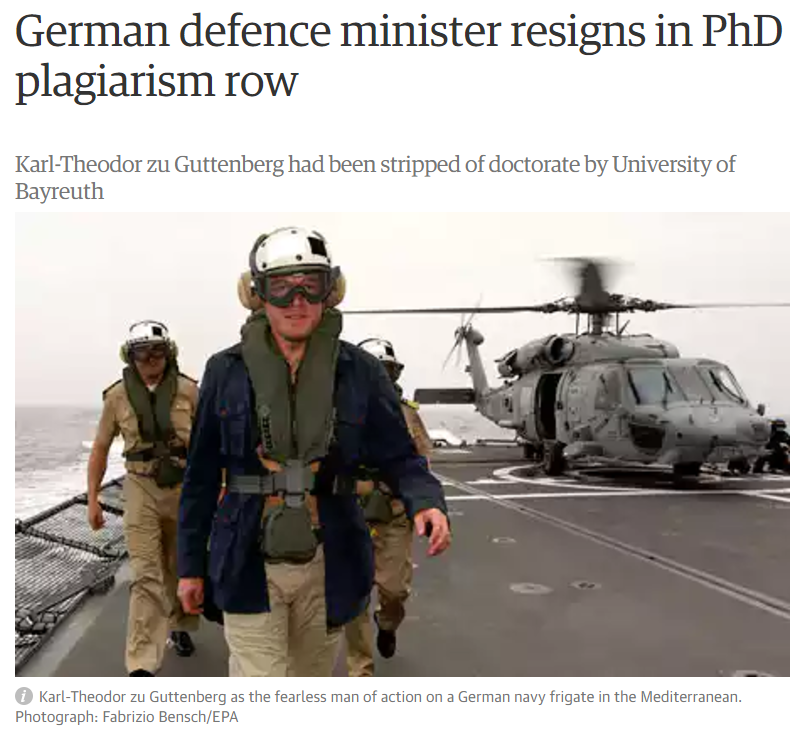 German defence minister resigns in PhD plagiarism row