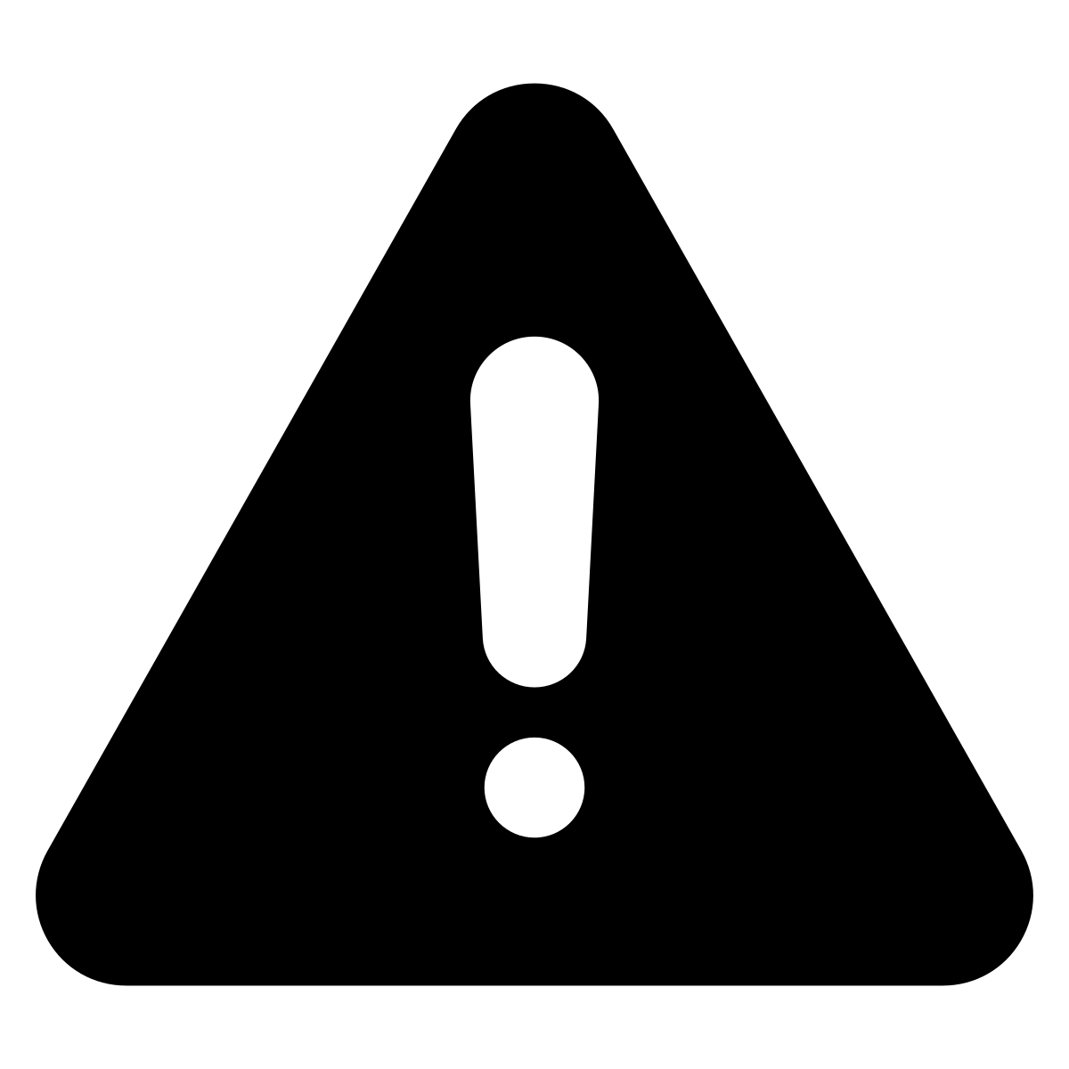black triangle with exclamation point
