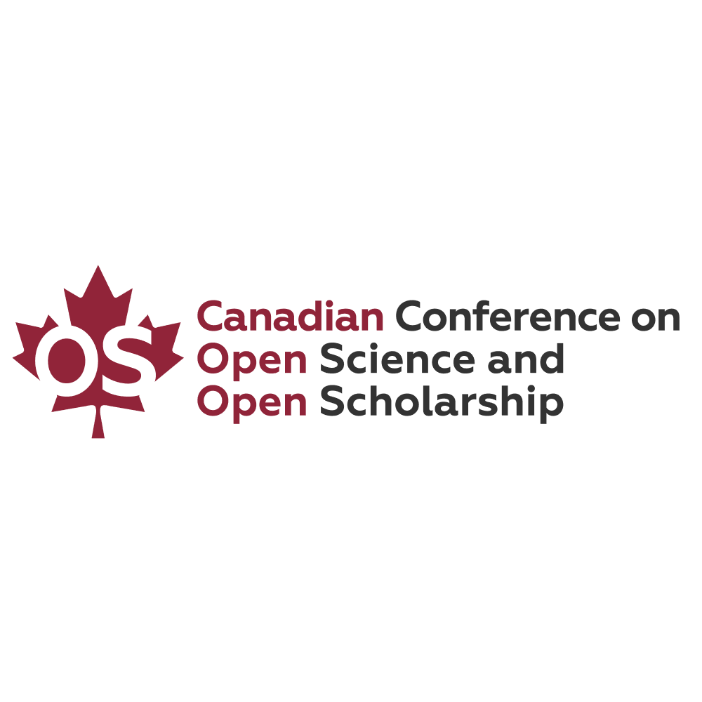 Logo of the Canadian Conference on Open Science and Open Scholarship, featuring a stylized maple leaf