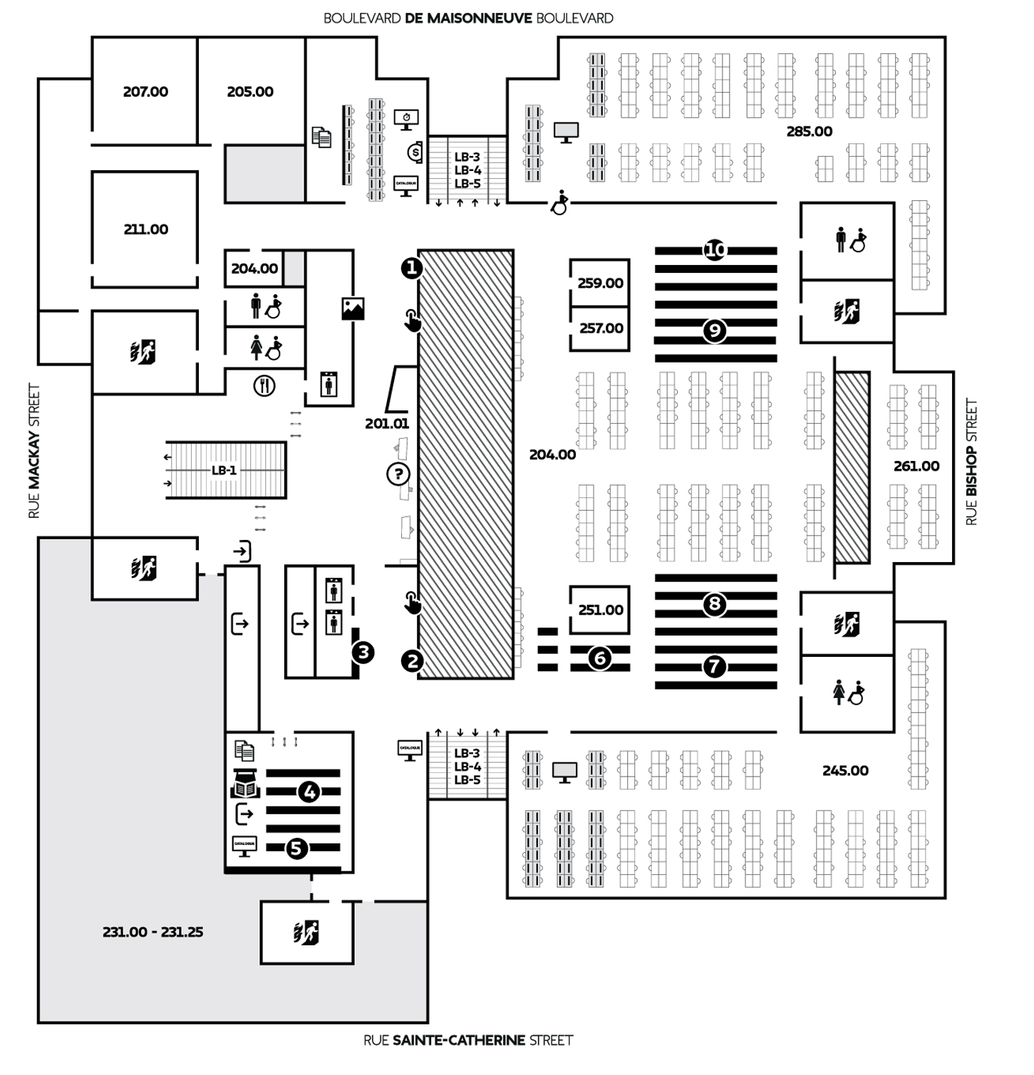 Library floor plans · Locations hours · Concordia 